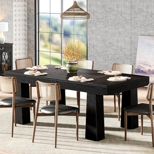 Tribesigns 63 Inch Dining Table for 4-6 People,Wooden Kitchen Table (Black)