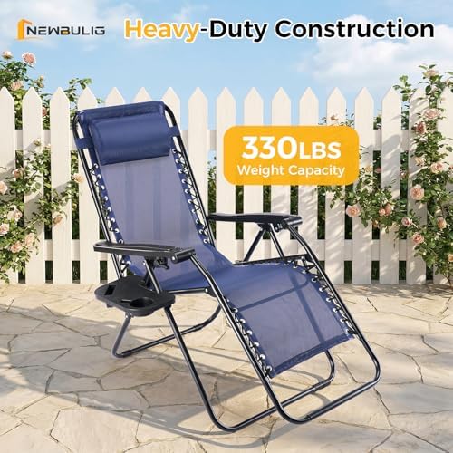 NEWBULIG Zero Gravity Chairs Set of 2, Folding Lounge Recliner Chair