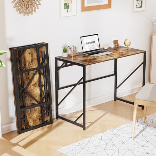 Elephance Folding Desk Writing Computer Desk for Home Office No-Assembly