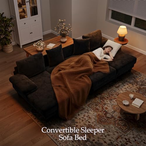 Txtin's Sleeper Sofa with Pull Out Bed 112 Inch U Shaped Sectional Couch