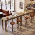 Tribesigns 59" Bar Table, Farmhouse Counter Height Pub Table, Rectangle High Top Dining Table with Wavy Apron, Home Bar Units for Bistro, Kitchen, Balcony,Dining Room, Living Room (Rustic Brown)