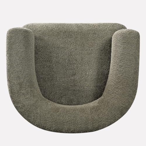 Merax 31.7" Mid-Century Boucle Fabric Barrel Accent Chair, Green