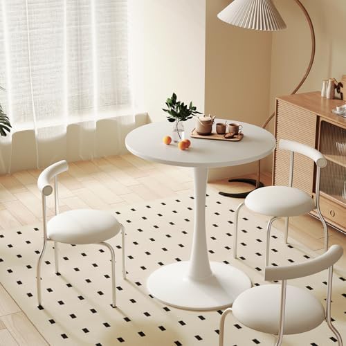 White Round Dining Table for 2 Person, 24 Inch Small Tulip Table