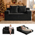 Erament Boneless Loveseat Convertible Sofa Bed, Folding Floor Futon Sleeper Sofa Couch Bed- Boneless Foldable Couch, Corduroy Pull Out Sofa Bed with 2 Pillows for Living Room & Bedroom