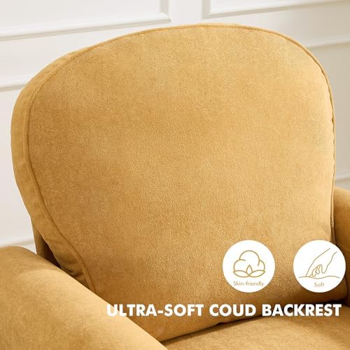 Accent Chair, Mid Century Modern Arm Chair with Thick Cushion and Back, Comfy Upholstered Reading Chair Single Sofa Chair for Living Room, Bedroom, Club, Yellow