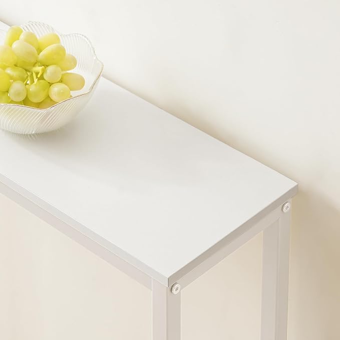 YATINEY Narrow Console Table, 2-Tier Small Sofa Table, 29.5" Thin Entryway Behind Couch Table with Shelves, Industrial Hallway Table, for Living Room, Foyer, White CT03WW