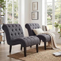 Accent Chairs Set of 2 Upholstered Living Room Side Chairs Grey