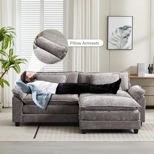 Oprisen 86" Modular Sectional Sofa, Comfy Deep Cloud Couch with Ottoman