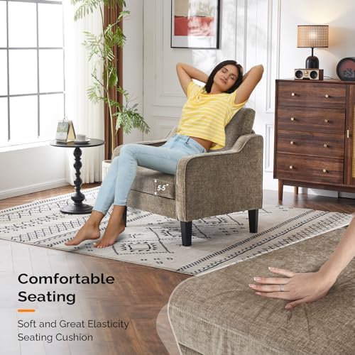 VINGLI Light Brown Accent Chair, Upholstered Armchair for Living Room