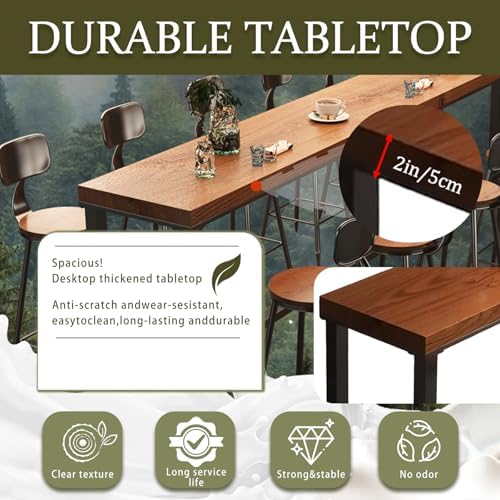 Bar Height Table 55'' Long Bar Table Solid Wood Farmhouse Bar Table