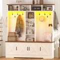 CSZZD Large Hall Tree with Bench, RGB LED Lights & Entryway Storage