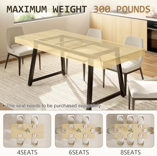 70.9" Kitchen Dining Table for 6-8,Farmhouse Table,Metal Legs