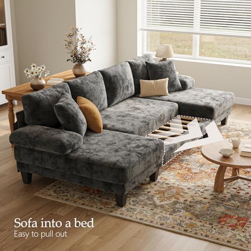 Txtin's Sleeper Sofa with Pull Out Bed 112 Inch U Shaped Sectional Couch