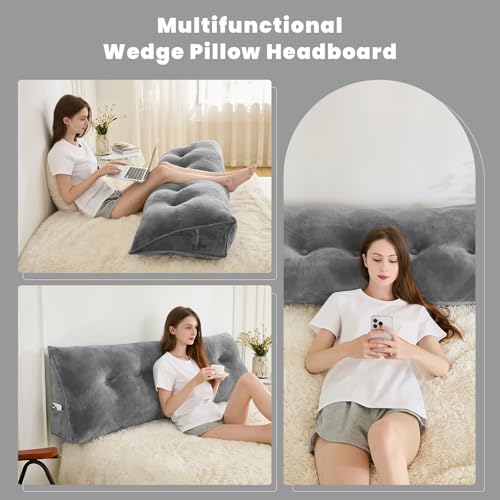 Zelladorra Headboard Pillow King, Triangular Wedge Pillow Headboard