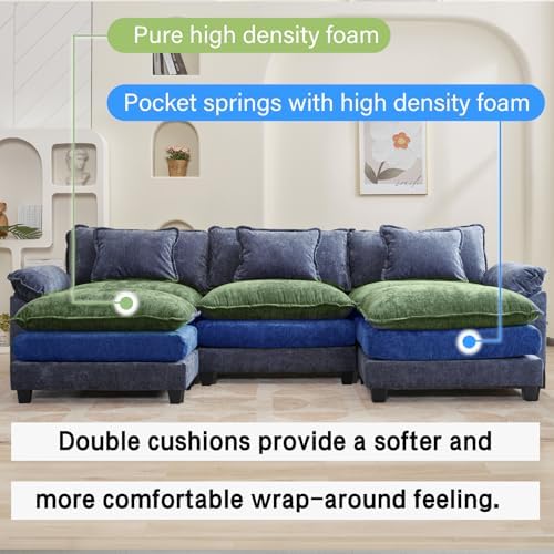 Oprisen 120" Modular Sectional Sofa, Comfy Deep Cloud Couch with Ottoman
