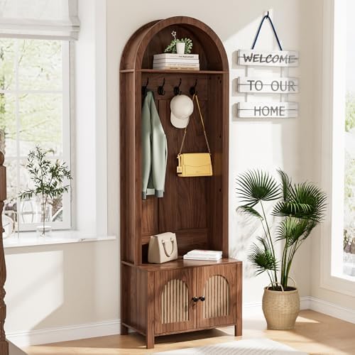 Hall Tree with Bench and Shoe Storage 4-in-1 Entryway Bench with Coat Rack