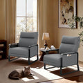 PU Leather Accent Chair Upholstered Living Room Chairs Set of 2 Grey