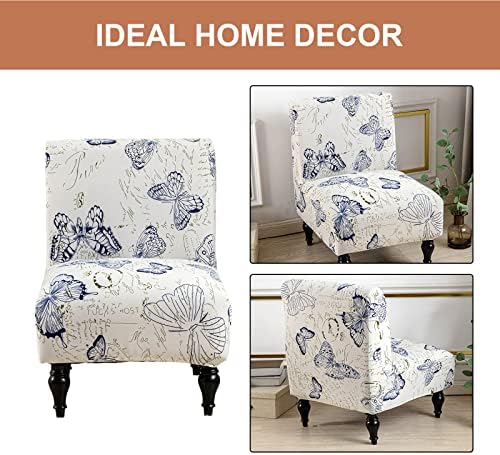 Eco-Ancheng Armless Chair Slipcover Removable Armless Accent Chairs Covers Washable Armless Slipper Chair Slipcover Printed Armless Chair Furniture Protector Covers for Living Dining Room Hotel