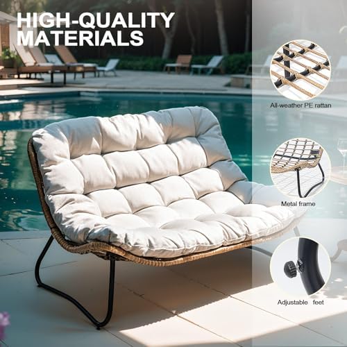 Crestlive Products Outdoor Loveseat, Outdoor Sofa Set (3PCS Beige)