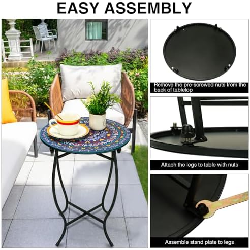Indoor Outdoor Metal Round Side Table, Versatile 14" Round Metal End Table