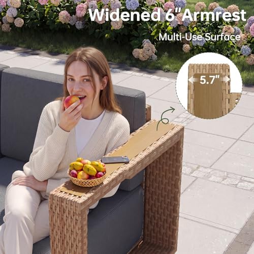Aoxun Patio Furniture Set, 6 Piece Outdoor Sofa Set, Yellow/Dark Gray
