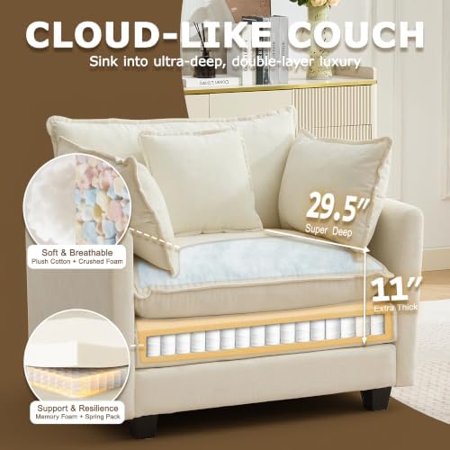 42" Modular Sectional Sofa, Cloud Couch Single-Seat Accent Chair