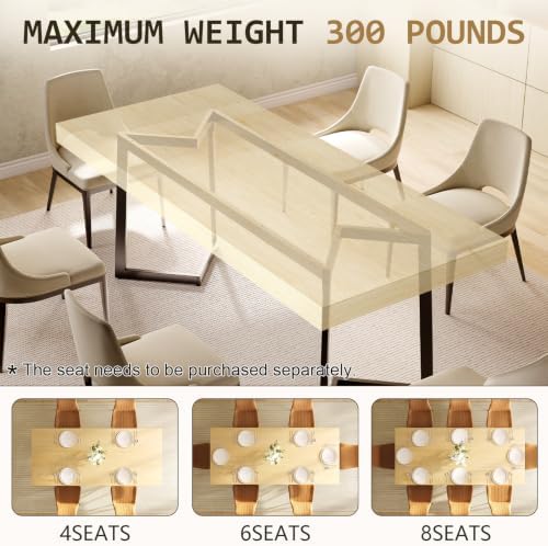 70.9" Rectangle Industrial Dining Table for 6-8, Metal Frame