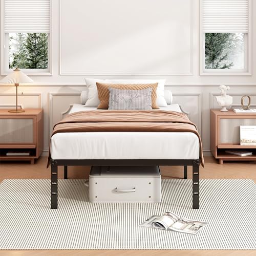 Hafenpo 18 Inch Twin Bed Frame, Under Bed Storage, Black
