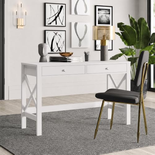 ChooChoo 47.24 Inches Farmhouse Computer Desk with 2 Drawers