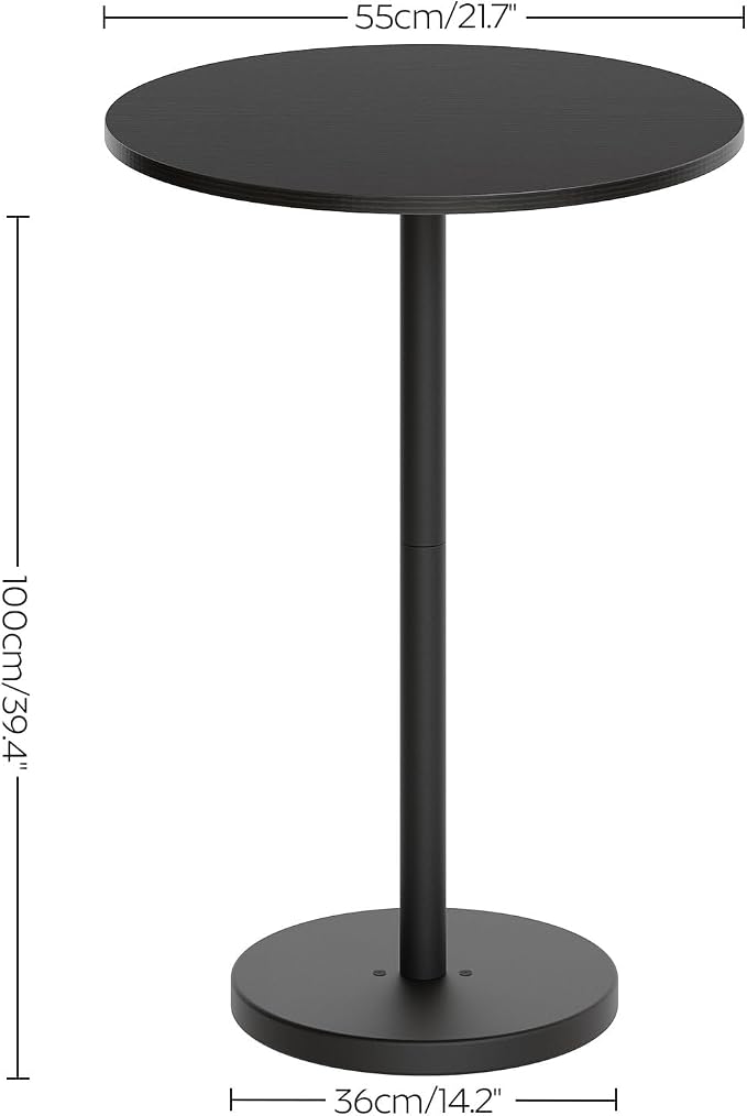 YATINEY Bar Table, Round Bar Table Set of 2, Counter Height Table, Pub Cocktail Table, Metal Frame, for Bistro, Dining Room, Living Room, Terrace, Black BT05L2BB