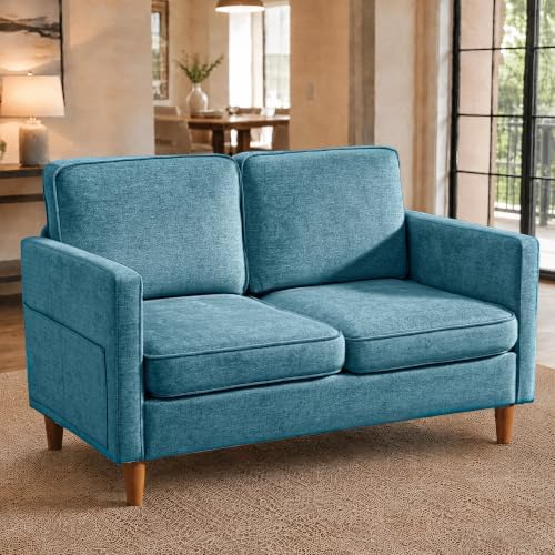 56" Chenille Loveseat Sofa, Mid Century Modern 2 Seater Love Seat Couch