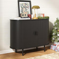 ONBRILL 40" Sideboard Buffet Cabinet, Sliding Door/Adjustable Shelf, Black