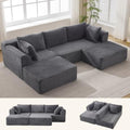 Korser 110" Boneless Couch, Modular Sectional Sofa, U-Shaped Couch with Deep Seat, Boneless Cloud Couch with Side Pockets for Living Room, Apartment, No Assembly Required, Comfy Corduroy