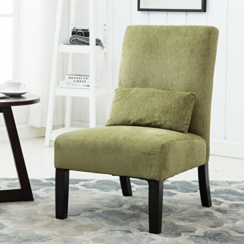 Roundhill Furniture Pisano Spring Green Fabric Armless Contemporary Accent Chair with Kidney Pillow