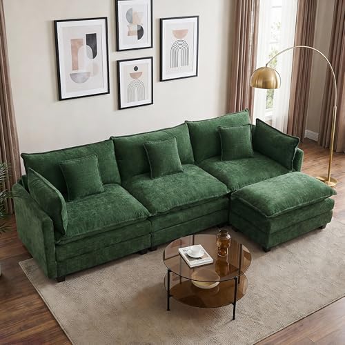111" Modular Sectional Sofa, L Shaped Cloud Couch with Ottoman