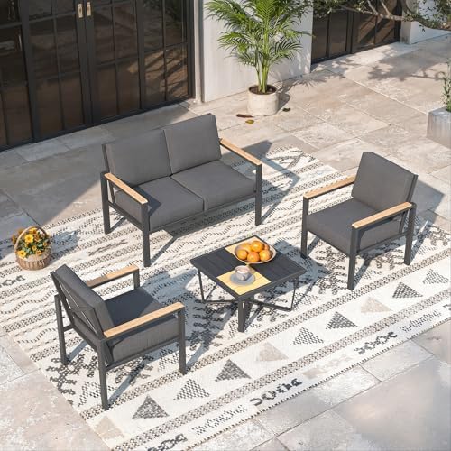 4-Piece Outdoor Patio Furniture Set with Coffee Table