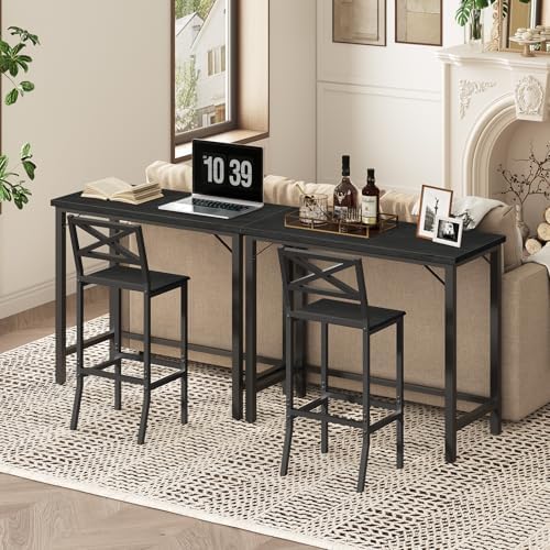 MAHANCRIS Narrow Bar Table, 63-Inch Pub Table for Dining Room, Counter Bar Tables with Sturdy Metal Frame, Connectable Bar Table, Multifunctional Console Table, Black BTBK1601