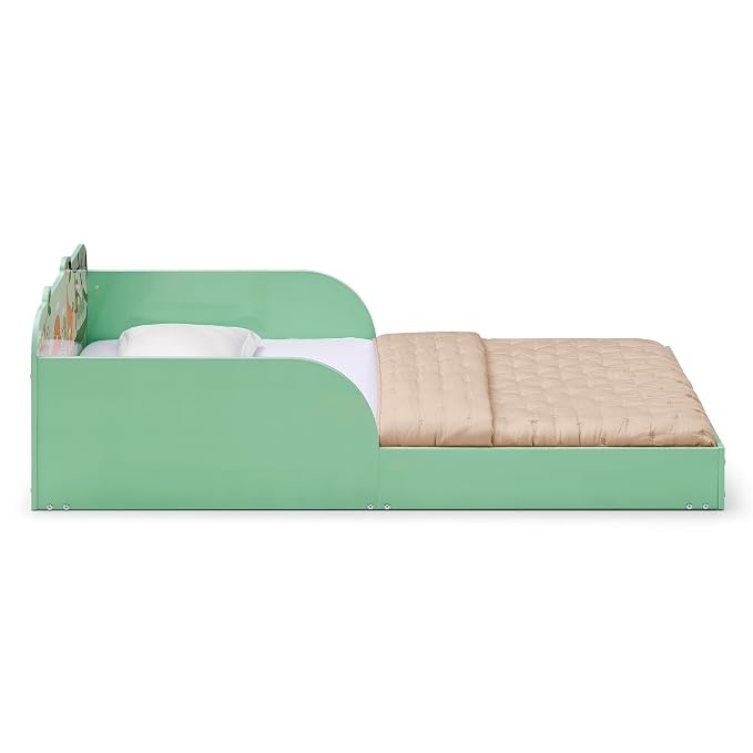 Delta Children Safari Wood Floor Toddler Bed with Reusable Stickers, Green