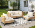 ABCASA 4-Pieces Patio Furniture Set with Non-Slip Cushions & Coffee Table