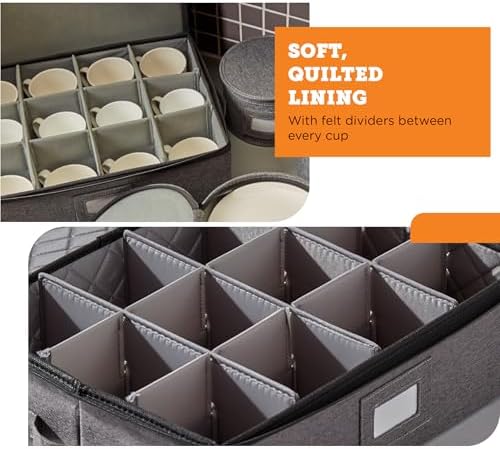 storageLAB Cup & Mug Storage Case | Hard Shell Felt Dividers | Gray