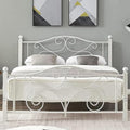 VECELO Queen Size Bed Frame with Headboard and Footboard, Heavy Duty Metal Slat Support, Platform Mattress Foundation, No Box Spring Needed, Easy Assembly, White
