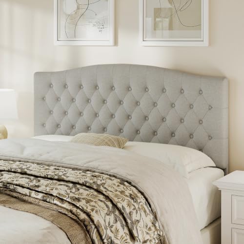 Befurtori Queen Headboard Only, Linen Classic Tufted Design, Gray Linen
