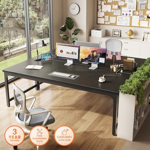 Huuger 71 x 31.5 inch Desk with Power Outlets & 0.95 Inch Thicker Desktop