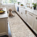 Hallway Washable Runner Rug - 3x10 Kitchen Rugs Entryway Rug Runner Vintage Soft Floor Mat Non Slip Indoor Farmhouse Carpet for Bathroom Living Room Bedroom (3 X 10, Beige)