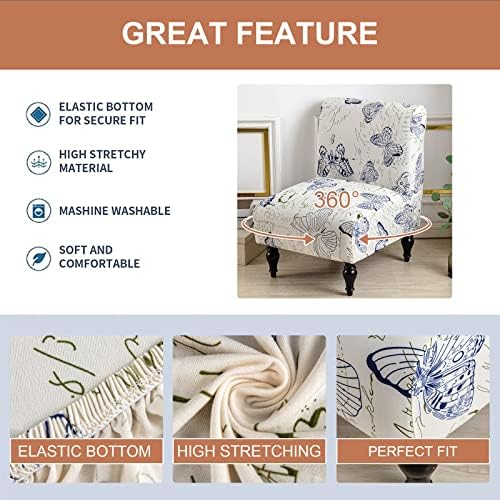 Eco-Ancheng Armless Chair Slipcover Removable Armless Accent Chairs Covers Washable Armless Slipper Chair Slipcover Printed Armless Chair Furniture Protector Covers for Living Dining Room Hotel