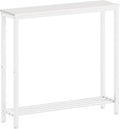 YATINEY Narrow Console Table, 2-Tier Small Sofa Table, 29.5" Thin Entryway Behind Couch Table with Shelves, Industrial Hallway Table, for Living Room, Foyer, White CT03WW