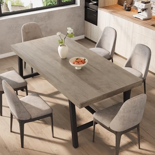 Garvee 71" Industrial Dining Table, Rectangular Kitchen Table, Grey