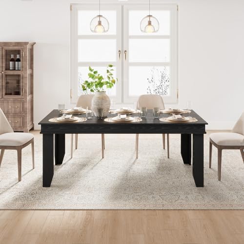 GarveeHome Farmhouse Dining Table for 6-8 People, 71" Long Kitchen Tables