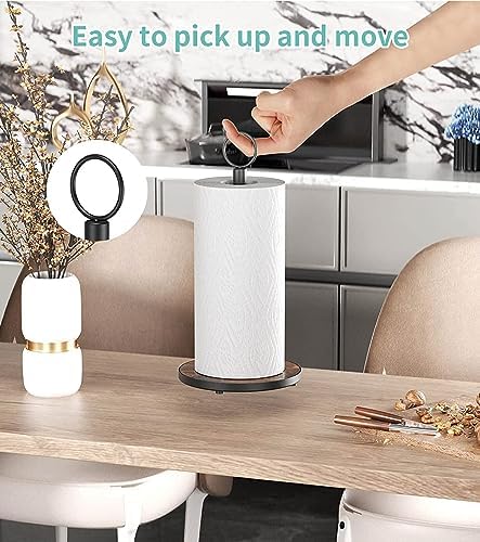 OROPY Paper Towel Holder Countertop, Heavy Duty Wood Base, Farmhouse Style