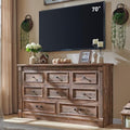 Aitjunz Farmhouse 61" Wide 8 Drawers Dresser for Bedroom, Light Brown